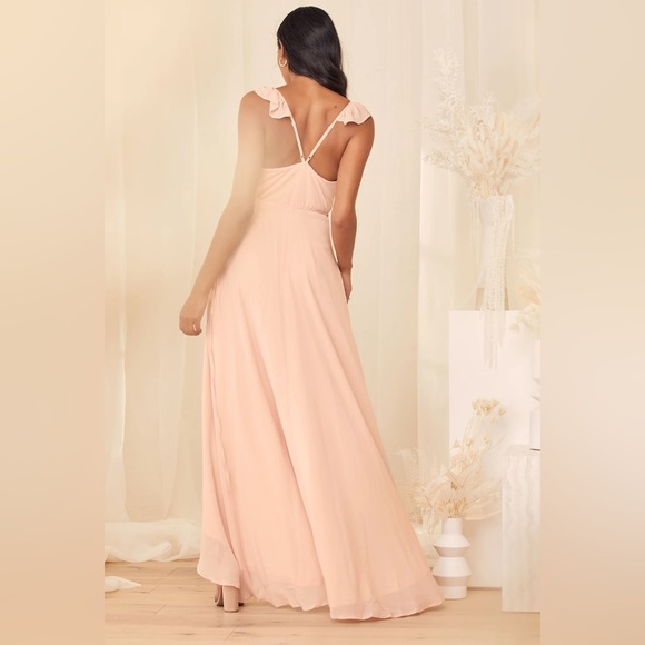 Lulus Here's to Us Blush Pink High-Low Wrap Dress‎ Size Large - Picture 3 of 16